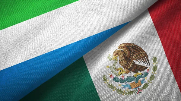 Sierra Leona y México dos banderas tela textil, textura de la tela — Foto de Stock