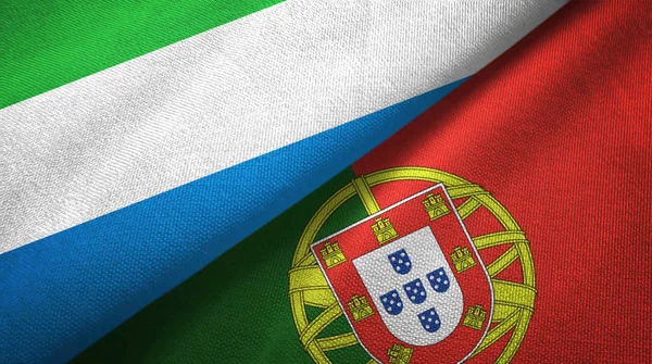 Sierra Leone e Portogallo due bandiere tessuto, tessitura tessuto — Foto Stock