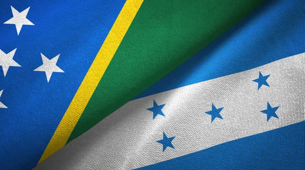 Το νησί του Σολομώντα και η Ονδούρα δύο σημαίες ύφασμα υφάσματος, υφή υφάσματος — Φωτογραφία Αρχείου