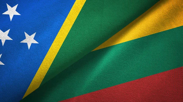 Solomon Island and Lithuania two flags textile cloth, fabric texture