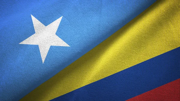 Σομαλία και Κολομβία δύο σημαίες υφαντικών υφασμάτων, υφή υφάσματος — Φωτογραφία Αρχείου