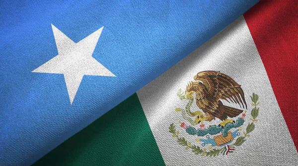 Somalia y México dos banderas tela textil, textura de la tela — Foto de Stock
