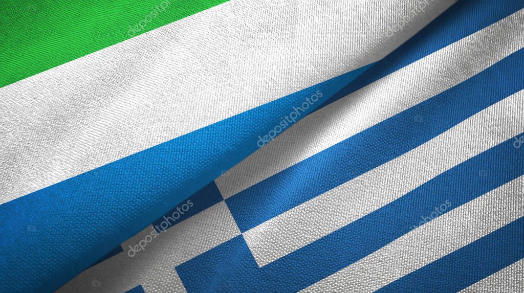Sierra Leone and Greece two flags textile cloth, fabric texture
