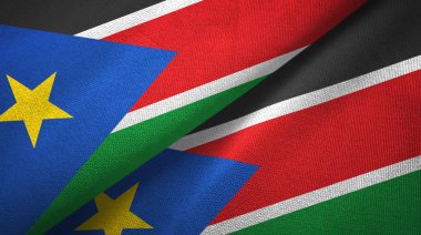 Güney Sudan iki bayrak tekstil kumaş, kumaş doku