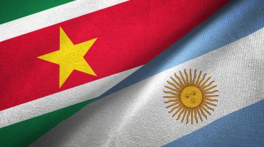 Surinam ve Arjantin iki bayrak tekstil kumaş, kumaş doku 