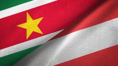 Surinam ve Avusturya iki bayrak tekstil kumaş, kumaş doku 