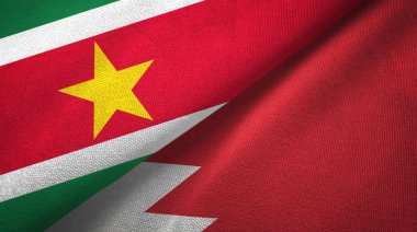 Surinam ve Bahreyn iki bayraklar tekstil kumaş, kumaş doku 