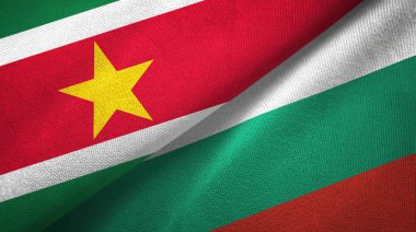 Surinam ve Bulgaristan iki bayrak tekstil kumaş, kumaş doku 