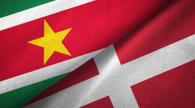 Surinam ve Danimarka iki bayrak tekstil kumaş, kumaş doku