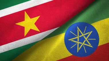 Surinam ve Etiyopya iki bayrak tekstil kumaş, kumaş doku