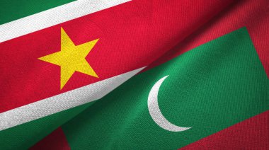 Surinam ve Maldivler iki bayraklar tekstil kumaş, kumaş doku