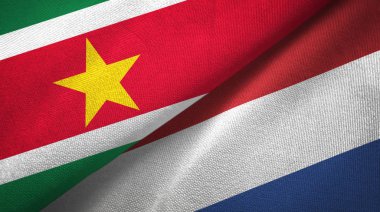 Surinam ve Hollanda iki bayrak tekstil kumaş, kumaş doku