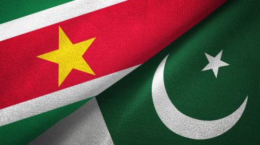Surinam ve Pakistan iki bayrak tekstil kumaş, kumaş doku