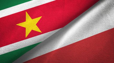 Surinam ve Polonya iki bayraklar tekstil kumaş, kumaş doku