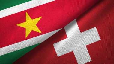 Surinam ve İsviçre iki bayrak tekstil kumaş, kumaş doku