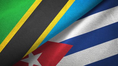 Tanzanya ve Küba iki bayraktekstil kumaş, kumaş doku