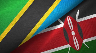 Tanzanya ve Kenya iki bayraklar tekstil kumaş, kumaş doku