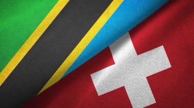Tanzanya ve İsviçre iki bayraklar tekstil kumaş, kumaş doku