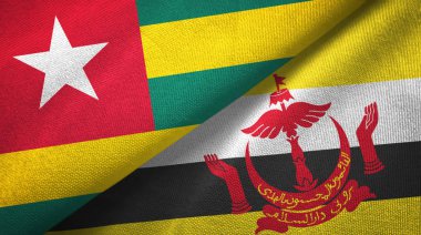 Togo ve Brunei iki bayrak tekstil bez