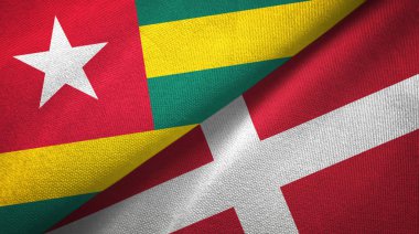Togo ve Danimarka iki bayraklar tekstil kumaş, kumaş doku