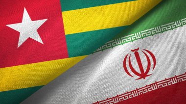 Togo ve İran iki bayraklar tekstil kumaş, kumaş doku