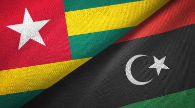 Togo ve Libya iki bayrak tekstil kumaş, kumaş doku