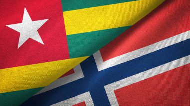 Togo ve Norveç iki bayraklar tekstil kumaş, kumaş doku