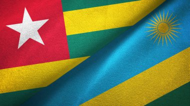 Togo ve Ruanda iki bayrak tekstil kumaş, kumaş doku