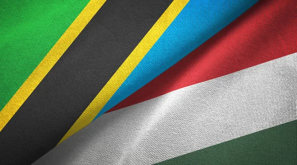 Tanzania and Hungary two flags textile cloth, fabric texture