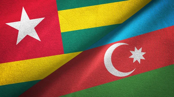 Togo and Azerbaijan two flags textile cloth, fabric texture — Stock Photo, Image