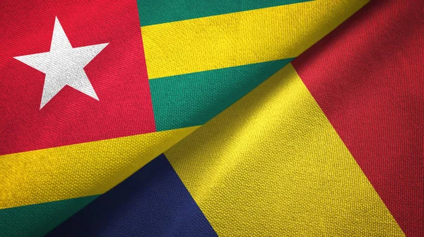 Togo en Tsjaad twee vlaggen textiel doek, weefsel textuur — Stockfoto