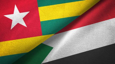 Togo ve Sudan iki bayrak tekstil kumaş, kumaş doku