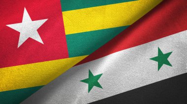 Togo ve Suriye iki bayrak tekstil kumaş, kumaş doku