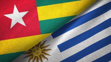 Togo ve Uruguay iki bayraklar tekstil kumaş, kumaş doku