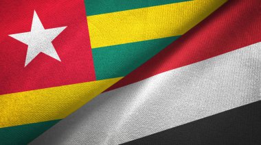Togo ve Yemen iki bayrak tekstil kumaş, kumaş doku