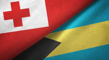 Tonga ve Bahamalar iki bayrak lar tekstil kumaş, kumaş doku 