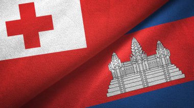Tonga ve Kamboçya iki bayraktekstil kumaş, kumaş doku 