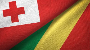 Tonga ve Kongo iki bayraklar tekstil kumaş, kumaş doku 