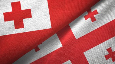 Tonga ve Gürcistan iki bayraklar tekstil kumaş, kumaş doku