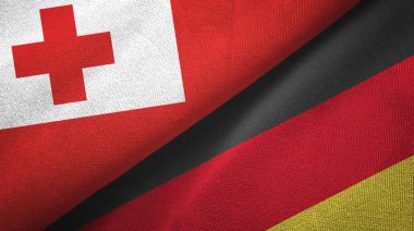 Tonga ve Almanya iki bayrak tekstil kumaş, kumaş doku