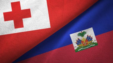Tonga ve Haiti iki bayraklar tekstil kumaş, kumaş doku