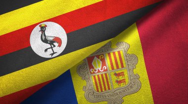 Uganda ve Andorra iki bayraklar tekstil kumaş, kumaş doku 