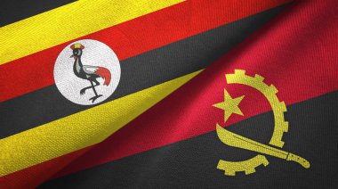 Uganda ve Angola iki bayraklar tekstil kumaş, kumaş doku 