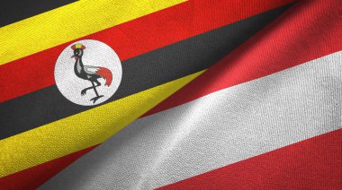 Uganda ve Avusturya iki bayraklar tekstil kumaş, kumaş doku 