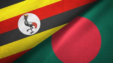 Uganda ve Bangladeş iki bayraklar tekstil kumaş, kumaş doku 