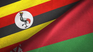 Uganda ve Beyaz Rusya iki bayraklar tekstil kumaş, kumaş doku 