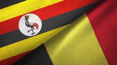 Uganda ve Belçika iki bayraklar tekstil kumaş, kumaş doku 