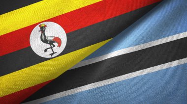 Uganda ve Botsvana iki bayraktekstil kumaş, kumaş doku 