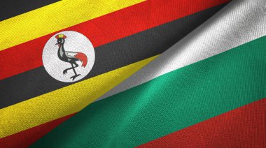 Uganda ve Bulgaristan iki bayraklar tekstil kumaş, kumaş doku 