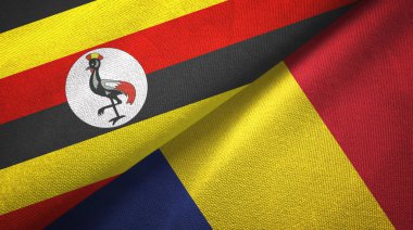 Uganda ve Çad iki bayraklar tekstil kumaş, kumaş doku 